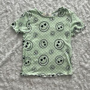 Dreamgirl Green Checkered Smiley Tee